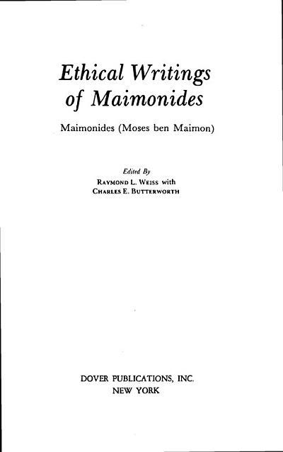 Ethical Writings of Maimonides