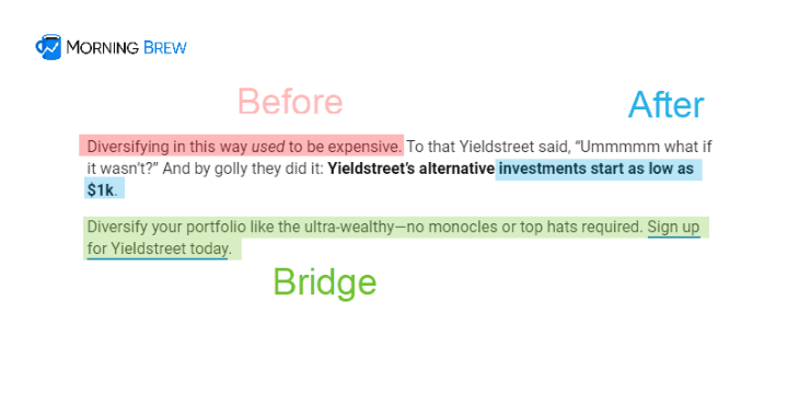 Formula: Before, After, Bridge