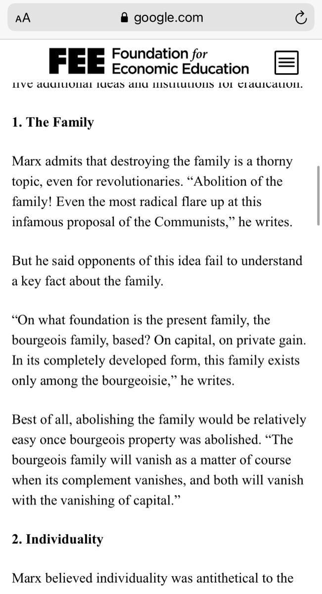 Basically Family Is In Opposition to Communism and it’s eden