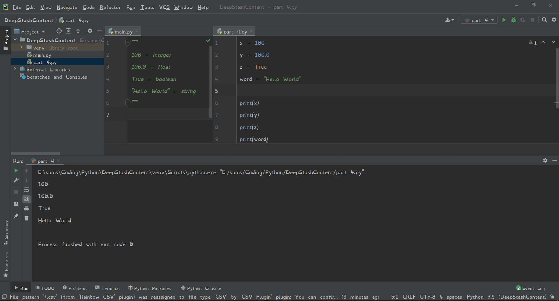 Learning Python: Python Datatypes