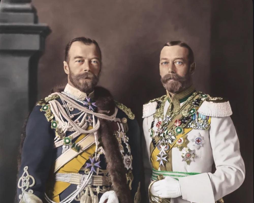 TSAR NICHOLAUS II OF RUSSIA AND KING GEORGE V (COLORIZED)