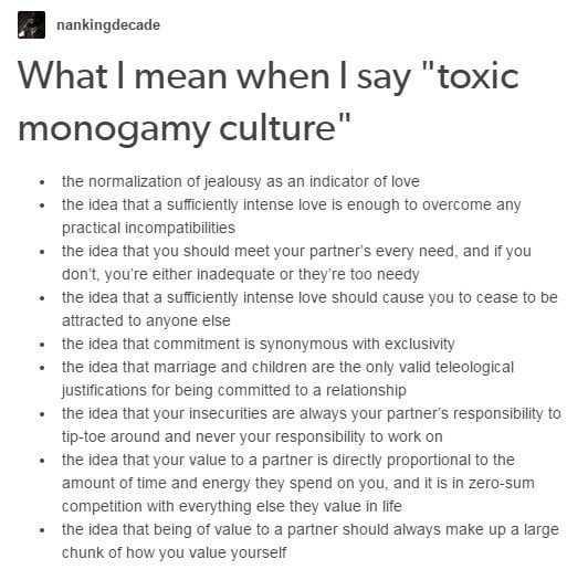 Toxic monogamy outlined