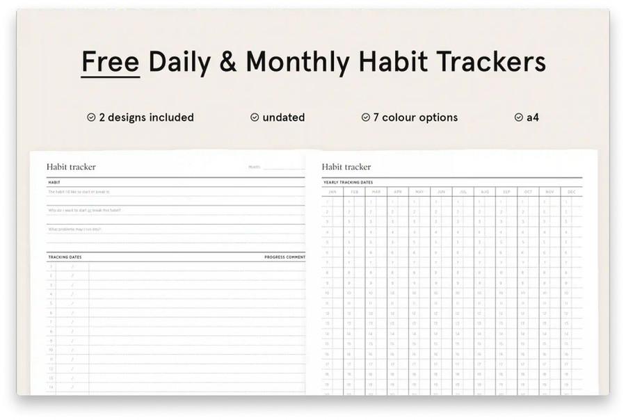 Free Daily & Monthly Habit Tracker Printables