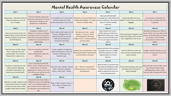 Mental Health Awareness Calendar