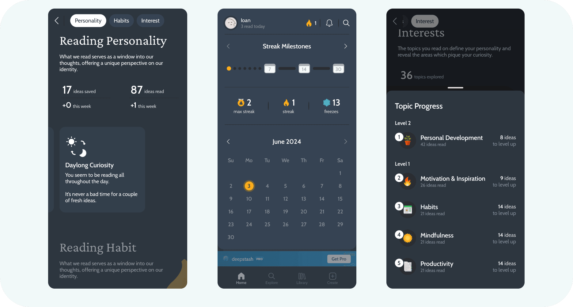 Examples of Spaced Repetition Features in the Deepstash App