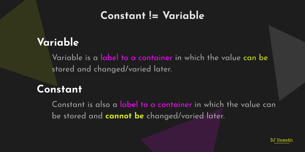 Variables vs Constants