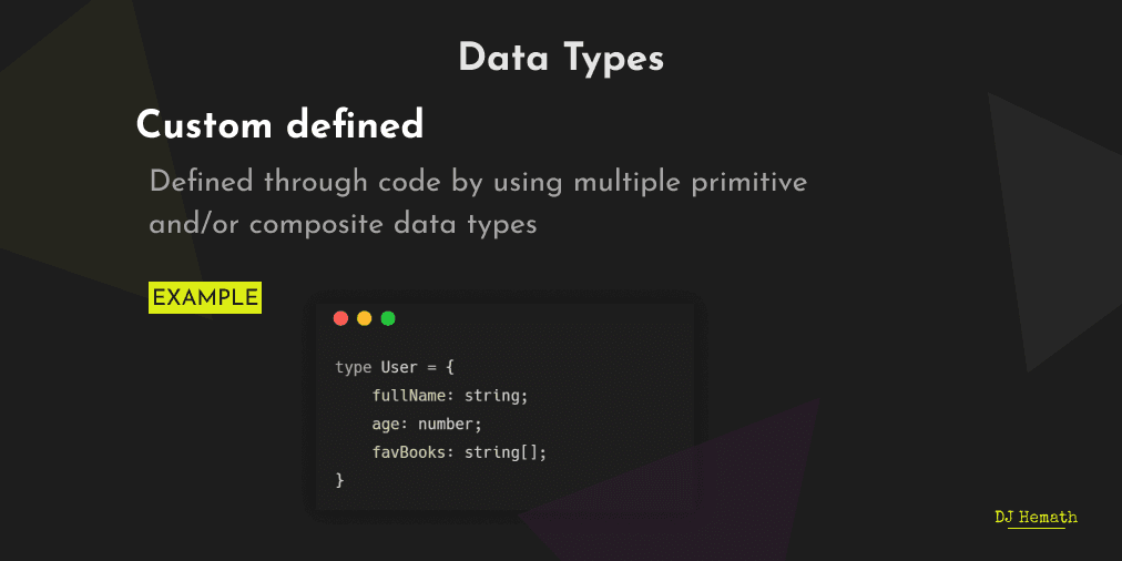 Custom defined data types