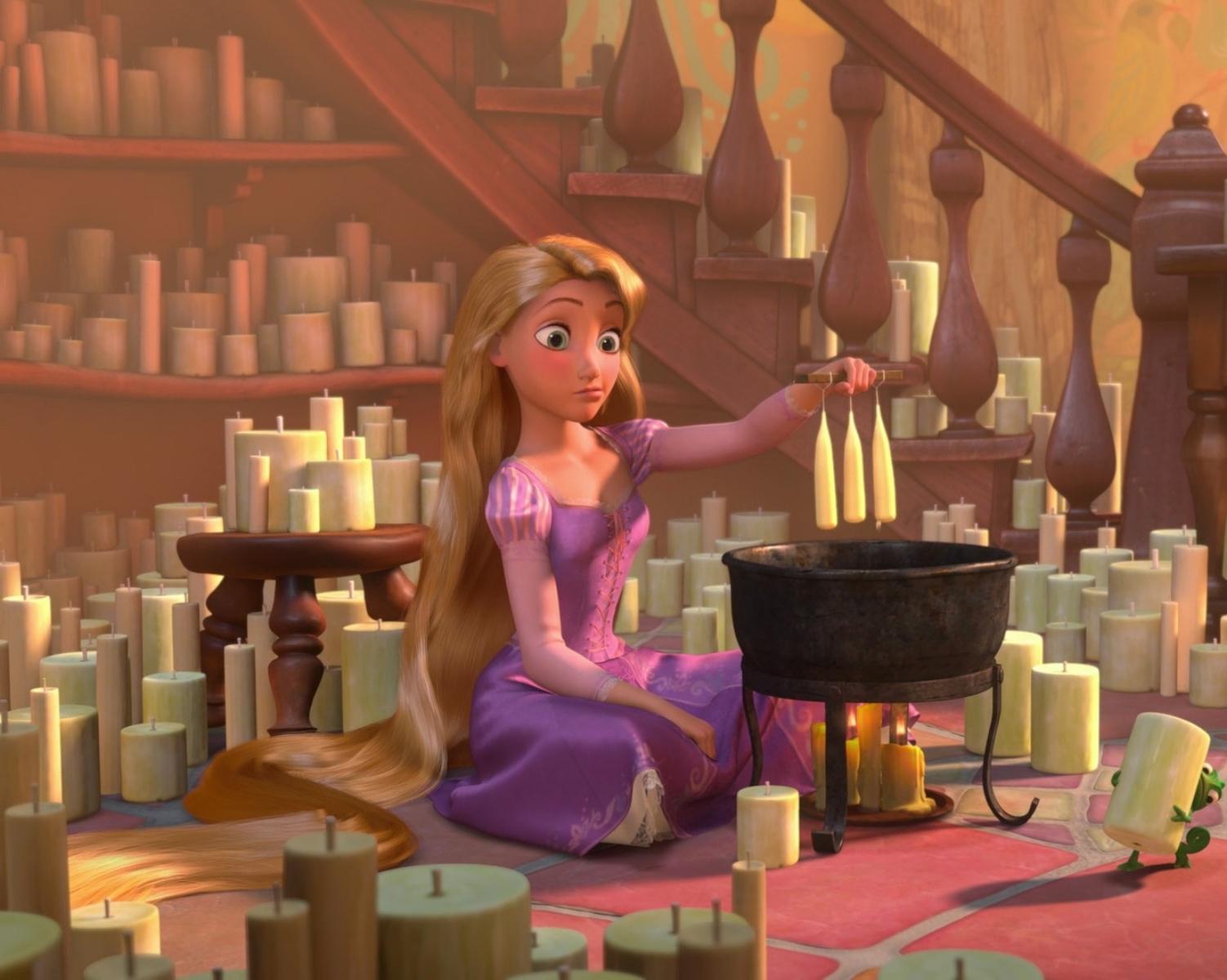 <p>Rapunzel pointed to her pai...
