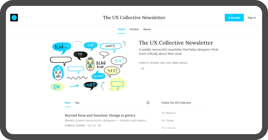 4. UX Collective Newsletter 