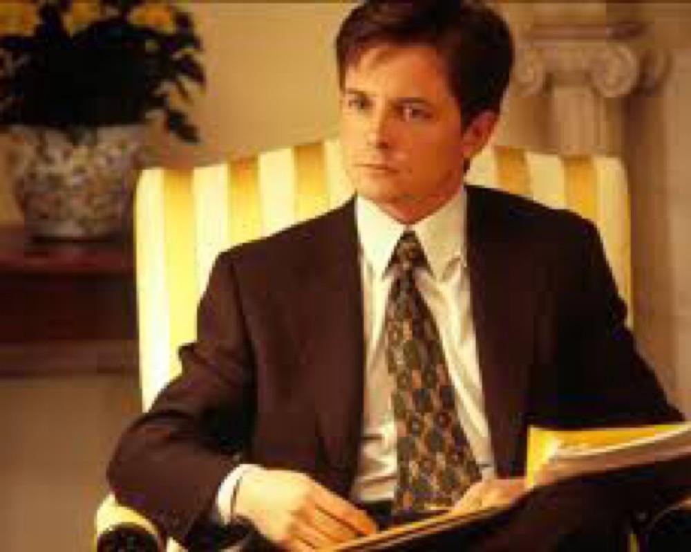 MICHAEL J. FOX (AS LEWIS ROTHSCHILD, IN “THE AMERICAN PRESIDENT”