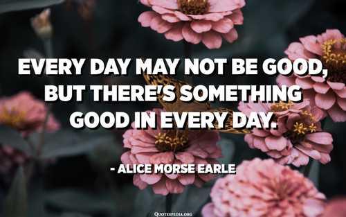 Every day may not be good, but there's something good in every day. - Alice Morse Earle - Quotespedia.org