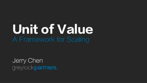 Unit of Value: A Framework for Scaling