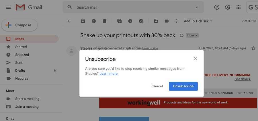 Unsubscribe from unwanted promotional emails