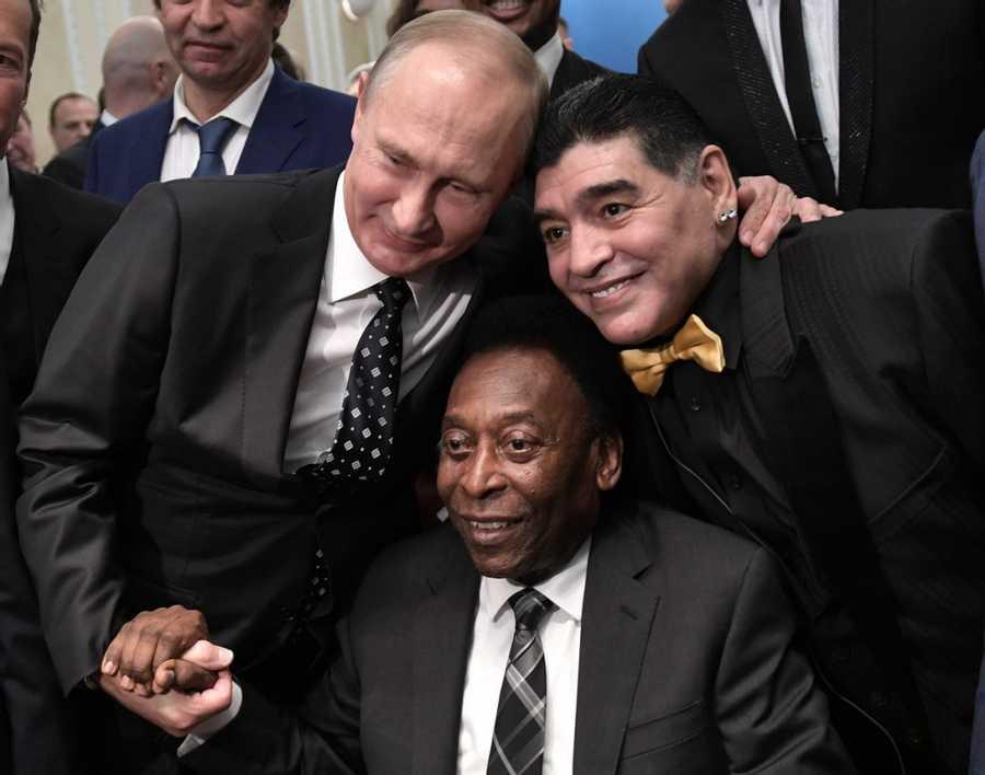 <p>Maradona, with Vladimir Put...