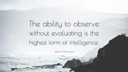 “The ability to observe without evaluating is the highest form of intelligence.”