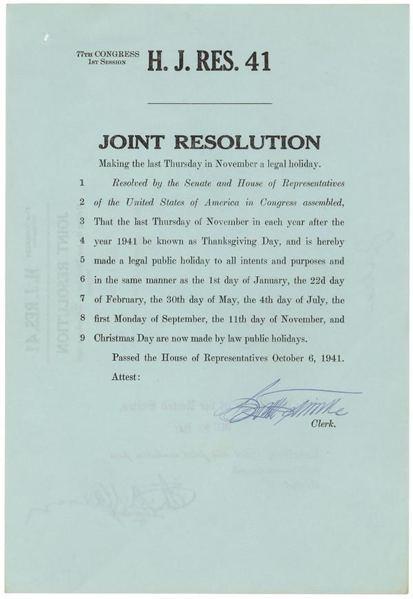 Congress Establishes Thanksgiving | National Archives