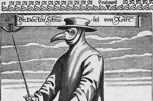 Why did 17th-century plague doctors wear peculiar beaked masks?