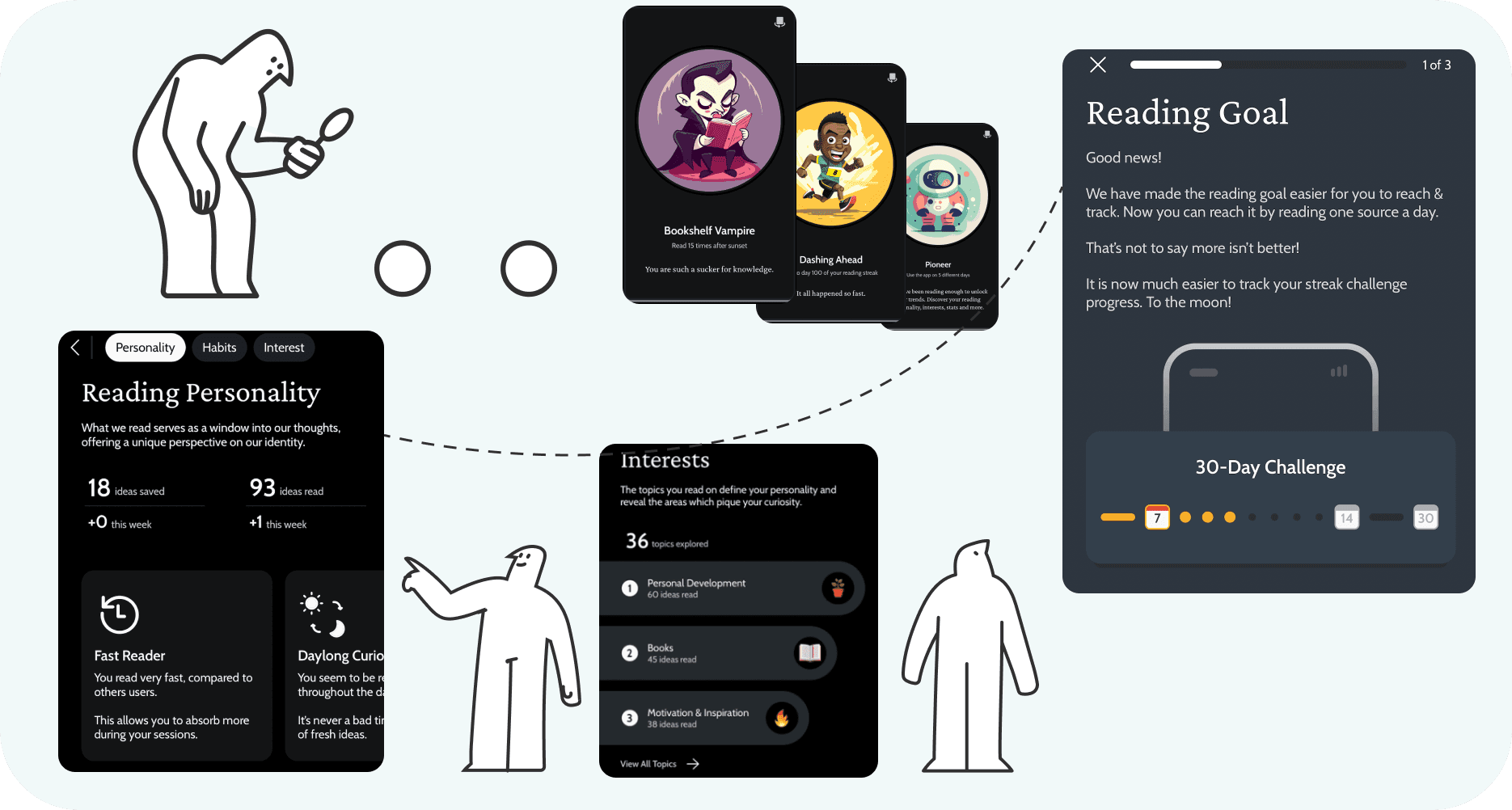 Example from Deepstash on how gamified learning is integrated into a mobile platform